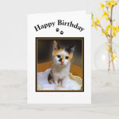 Calico Kitten Happy Birthday Kaart (Gele Bloem)