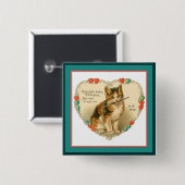 Calico Kitten in Heart Vierkante Button 5,1 Cm (Voorkant /achterkant)