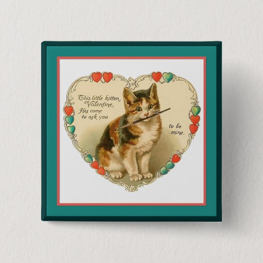 Calico Kitten in Heart Vierkante Button 5,1 Cm (Voorkant)