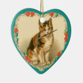 Calico Kitten in het hart - 2-zijdig Keramisch Ornament (Rechts)