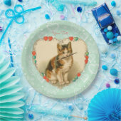 Calico Kitten Valentijn Hearts Papieren Bordje (Feest)