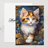 Calico Kitten Winter Foliage Lijst Feestdagenkaart (Voorkant / Achterkant)