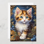 Calico Kitten Winter Loofwerk Frame Feestdagenkaart (Voorkant / Achterkant)