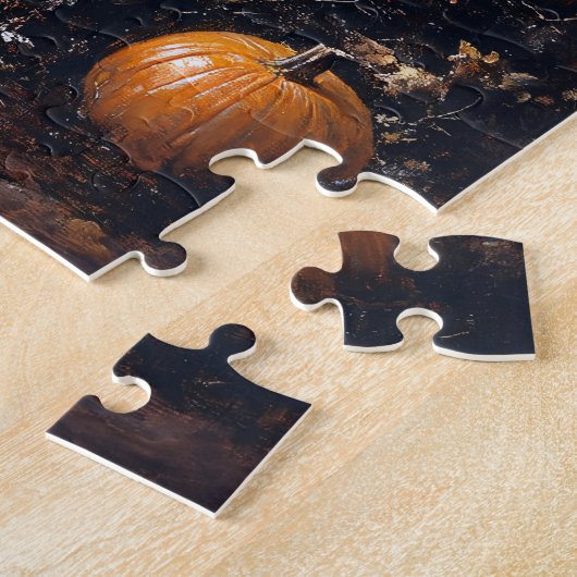 Calico Kitten zit tussen de herfstbladeren Legpuzzel (Zijkant)