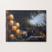 Calico Kitten zit tussen de herfstbladeren Legpuzzel (Horizontaal)