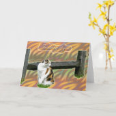Calico Kitty Cat Thinking of You Kaart (Gele Bloem)