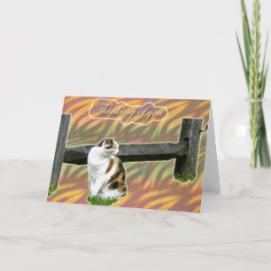 Calico Kitty Cat Thinking of You Kaart