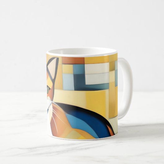 Calico kubisme een katachtige koffiemok (Voorkant rechts)