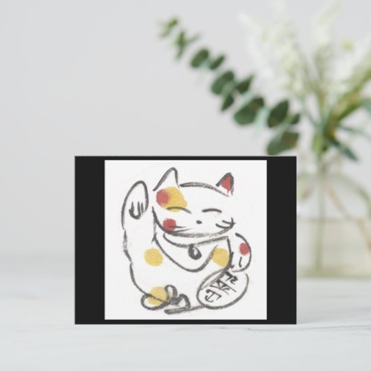 Calico Lucky Cat Briefkaart (Staand voorkant)