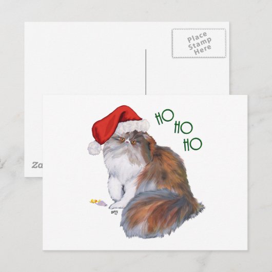 Calico Persian Cat kerst Feestdagenkaart (Voorkant / Achterkant)