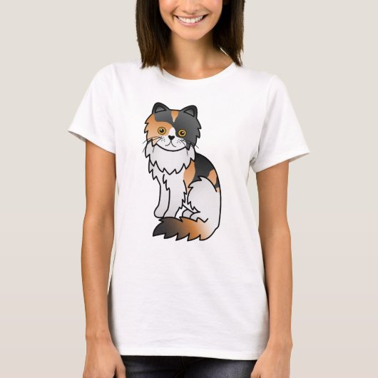 Calico Persian Cute Cartoon Cat Illustration T-shirt (Voorkant)