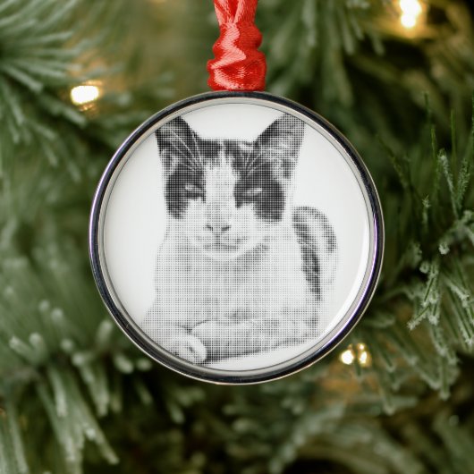 Calico Pop Halftone Metalen Ornament (Boom)