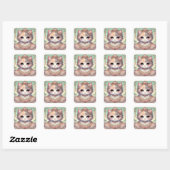Calico Princess Cat Vierkante Sticker (Vel)