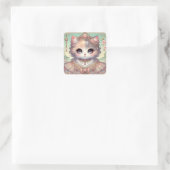 Calico Princess Cat Vierkante Sticker (Tas)