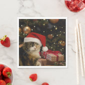 Calico Santa Kitty Napkins Servet (Insitu)