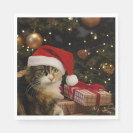 Calico Santa Kitty Napkins Servet