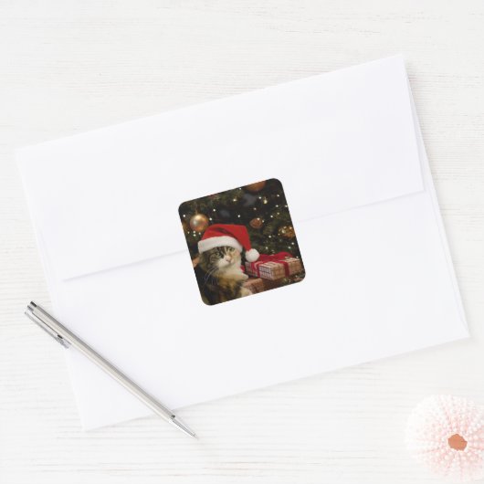 Calico Santa Kitty Stickers (Envelop)