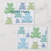 Calico Teddy Bears Children's Calling Card Contactkaartje (Voorkant / Achterkant)