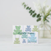 Calico Teddy Bears Children's Calling Card Contactkaartje (Staand voorkant)