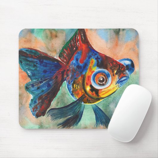 Calico Telescope Eye Goldfish mousepad Muismat (Met muis)