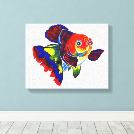 Calico Veiltail Goldfish canvas print (Insitu (Houten vloer))