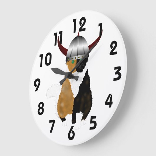 Calico Viking Cat Clock Grote Klok (Hoek)