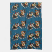 Calico-vlinderescoop (blauwgroen) theedoek (Verticaal)