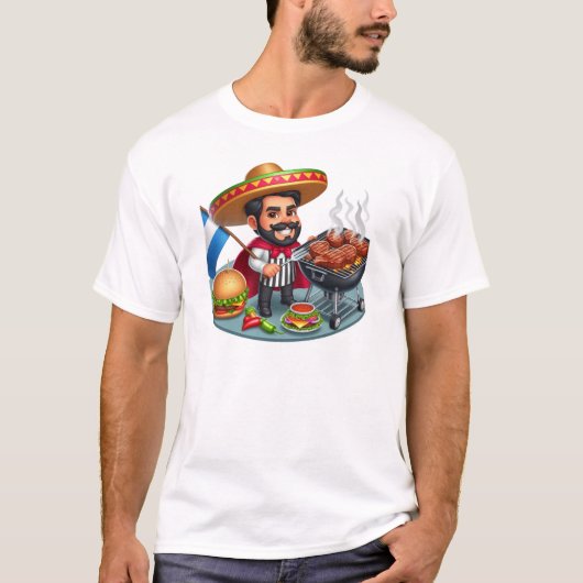 Caliente Mexicaanse BBQ King T-shirt (Voorkant)