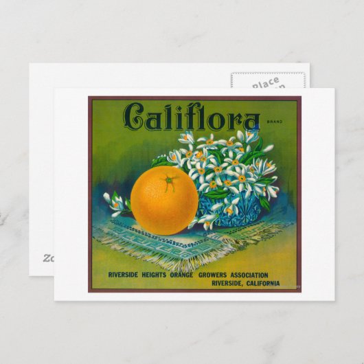 Califlora Oranje LabelRiverside, CA Briefkaart (Voorkant / Achterkant)