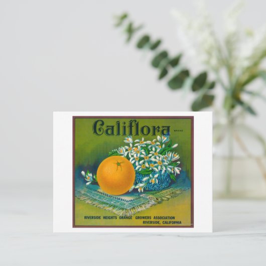 Califlora Oranje LabelRiverside, CA Briefkaart (Staand voorkant)