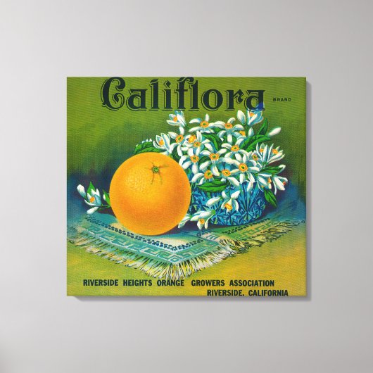Califlora Oranje LabelRiverside, CA Canvas Afdruk (Voorkant)