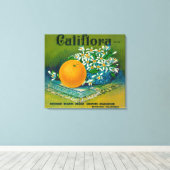 Califlora Oranje LabelRiverside, CA Canvas Afdruk (Insitu (Houten vloer))
