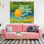 Califlora Oranje LabelRiverside, CA Canvas Afdruk (Insitu (Woonkamer))