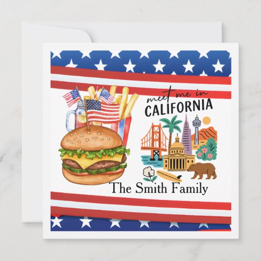 California 4 juli Onafhankelijkheidsdag feest Kaart (Voorkant)