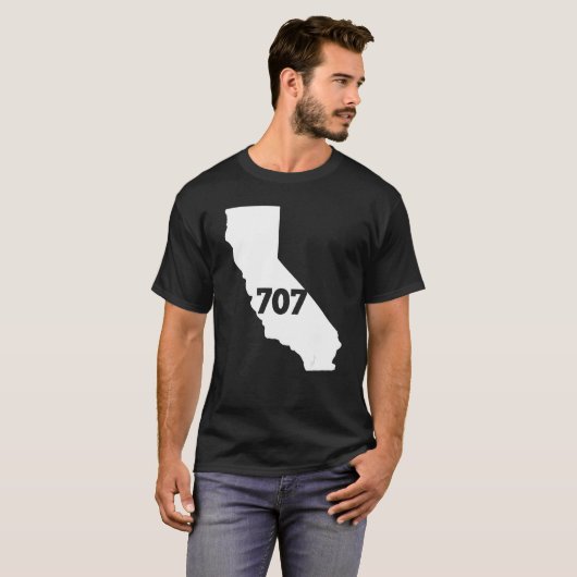 California 707 Area Code T-shirt (Voorkant volledig)