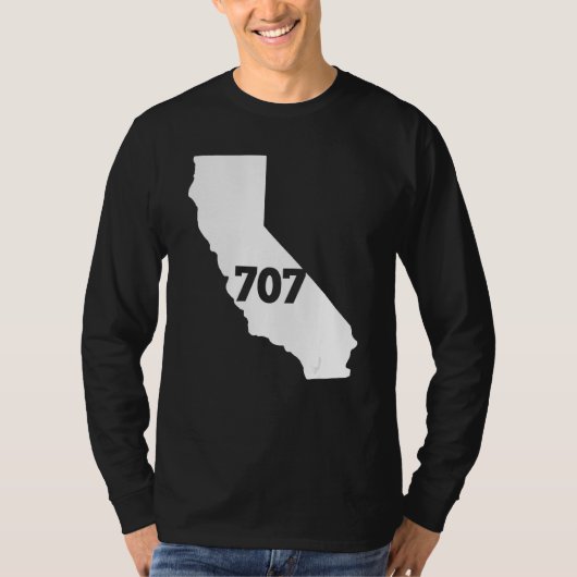 California 707 Area Code T-shirt (Voorkant)