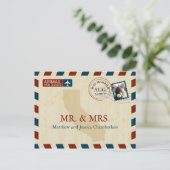 California Airmail | Huwelijk Dank u Briefkaart (Staand voorkant)