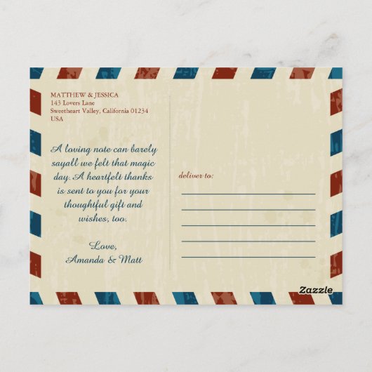 California Airmail | Huwelijk Dank u Briefkaart (Achterkant)