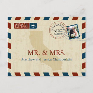 California Airmail   Weddenschap Hartelijk dank Briefkaart