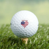 California American Flag Heart Golfballen (Insitu Shirt)