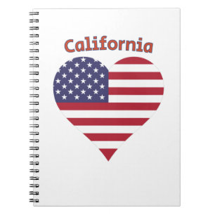 California American Flag Heart Notitieboek