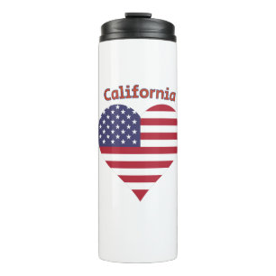 California American Flag Heart Thermosbeker