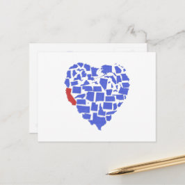 California American States Heart Mosaic Blue Cali Briefkaart