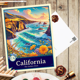 California | Anime Style Cel Shaded Briefkaart
