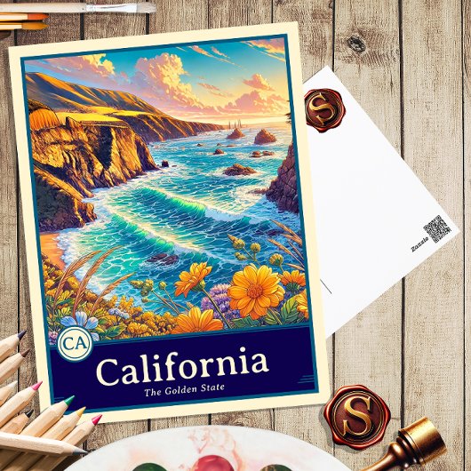 California | Anime Style Cel Shaded Briefkaart