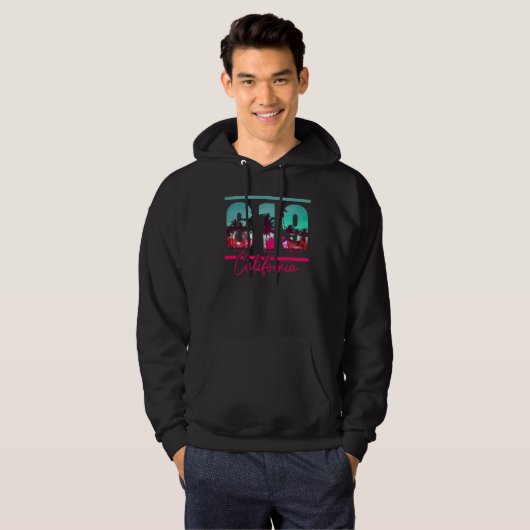 California Area Code 619 San Diego  Retro Hoodie (Voorkant volledig)