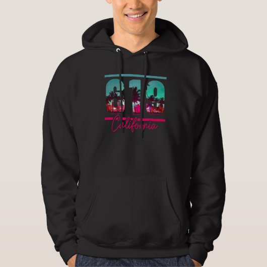 California Area Code 619 San Diego  Retro Hoodie (Voorkant)