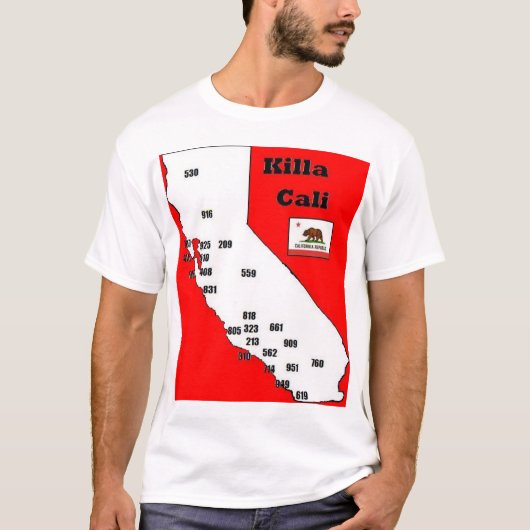 California Area Codes T-shirt (Voorkant)