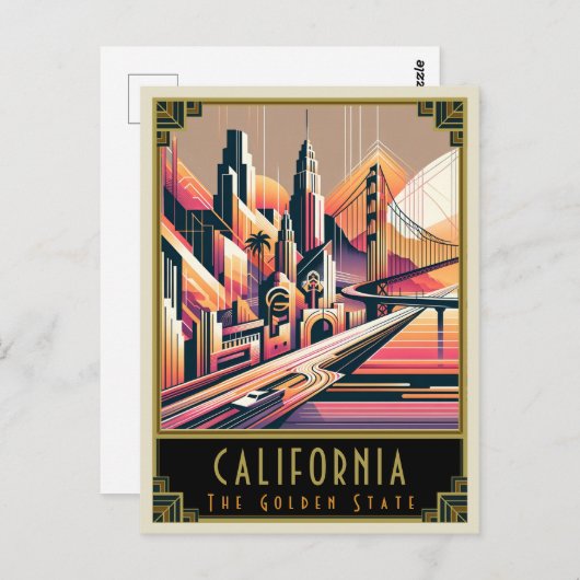 California | Art. Deco Briefkaart (Voorkant / Achterkant)