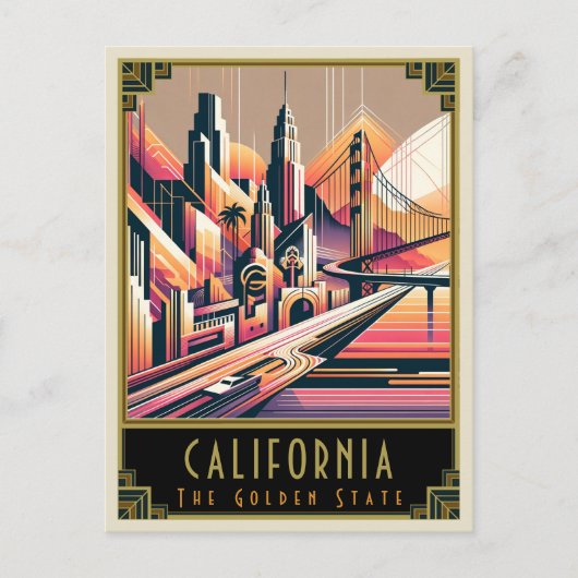 California | Art. Deco Briefkaart (Voorkant)